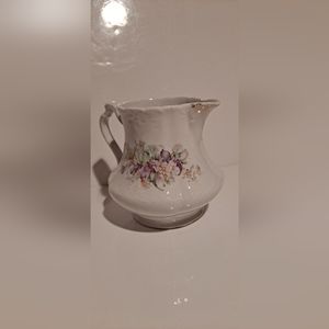 Antique Hand-Painted Bavarian Porcelain Purple Pansy Syrup Jug Pitcher Creamer